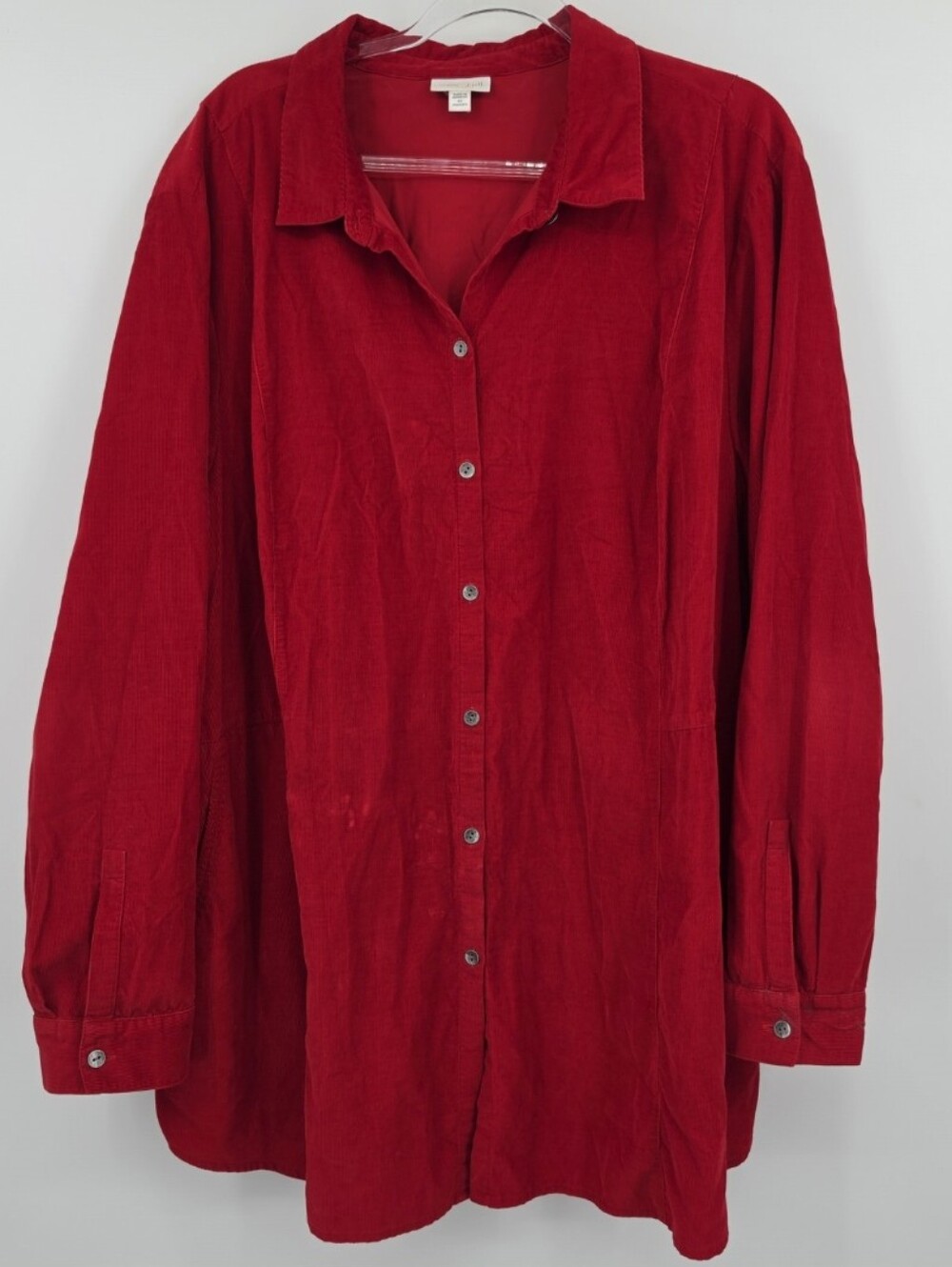 J. Jill Corduroy Long Sleeve Button Front Shirt 4X Red
